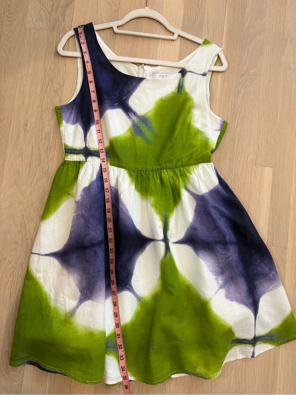 Busayo Tie-Dye Green & Purple Cotton Linen Sundress SZ 10